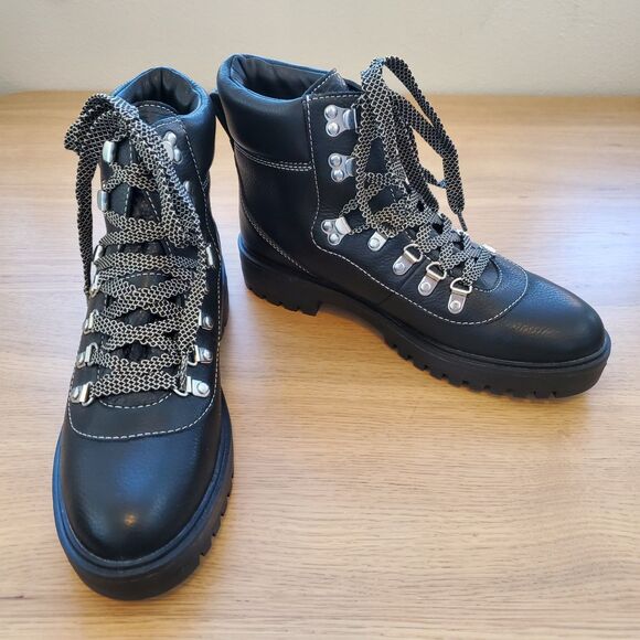 NEW J. Crew Black Leather Hiking Boots - Picture 7 of 13